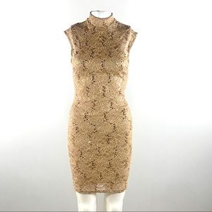 NWT Windsor Sequin Mini Dress Gold Small